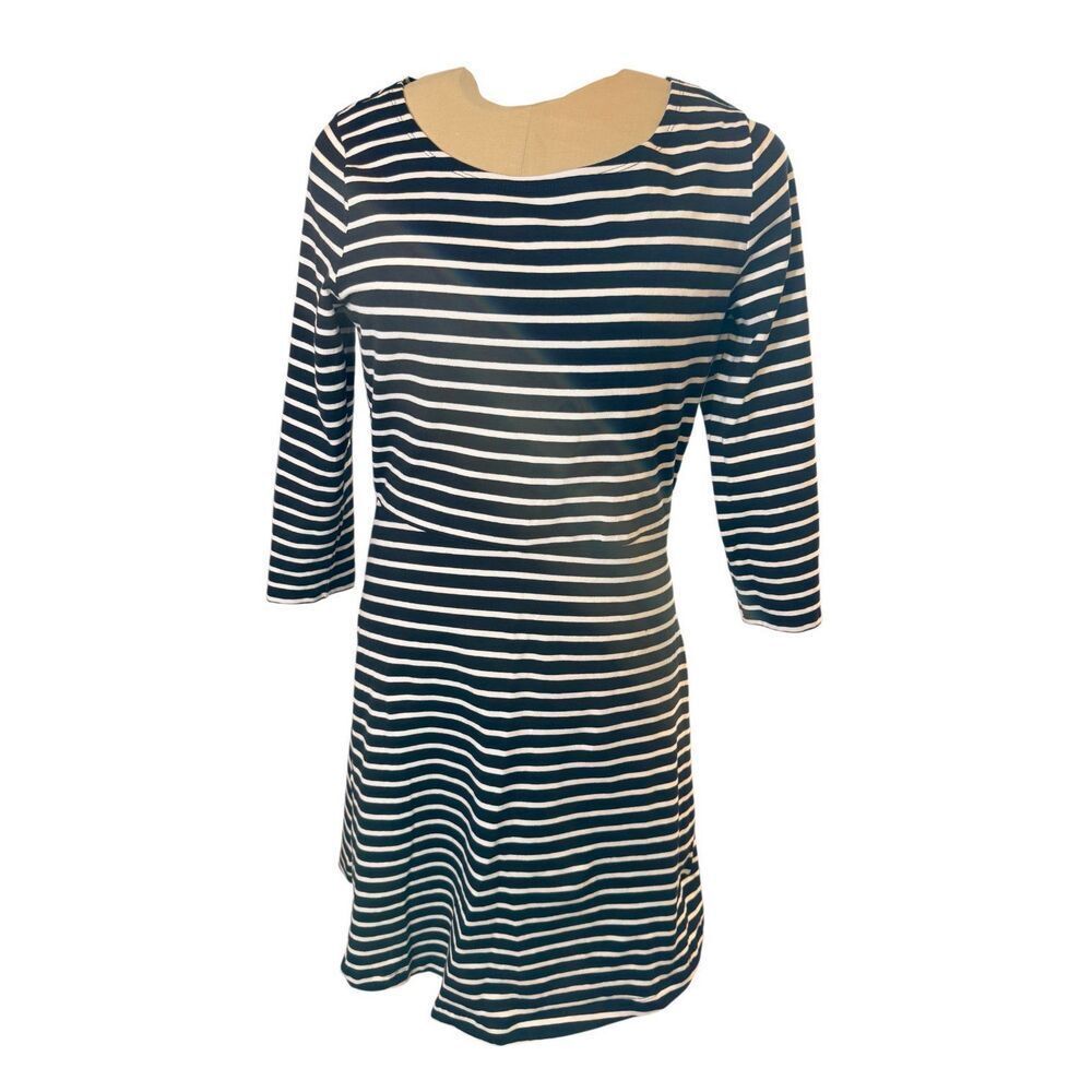 Old Navy Stripe Dress Black & White Pullover Large 3/4 Sleeves Packable Cruise R